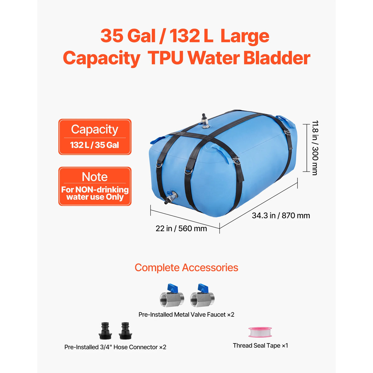 SucceBuy Water Storage Bladder TPU Soft Water Bag Portable & Collapsible Water Storage Containers for Camping Irrigation Outdoor