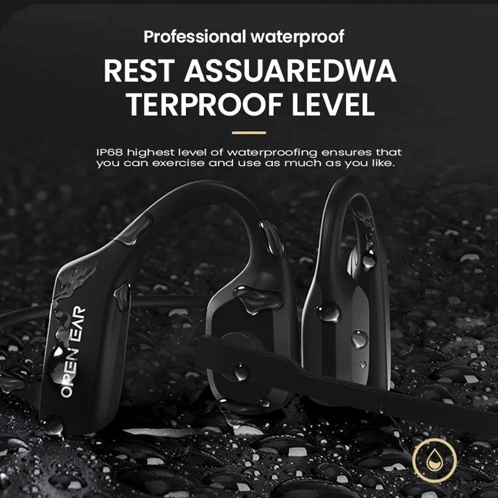 Bluetooth 5.3 Open Ear Wireless Headset With Dual Noise Cancelling Mic Bone Conduction Headphones for Trucker Driver Office Calls