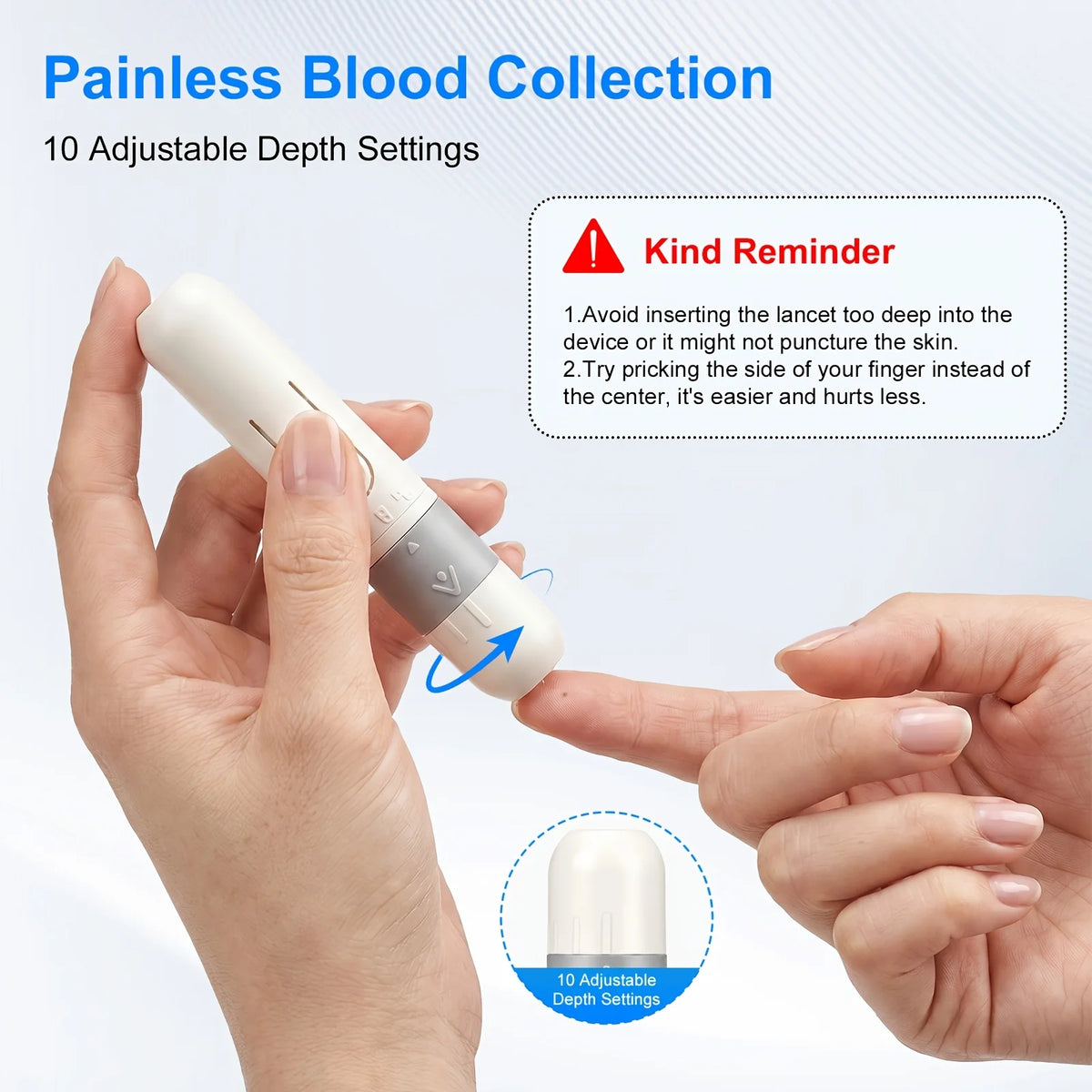 Blood Glucose Meter Glucometer Medical Diabetes Tester Blood Sugar Monitor Device with 50 Test Strips 50 Lancets Lancing Pen No Coding Auto Ejection Dual User Memory LED Large Screen Electronic Health Care Monitor System for