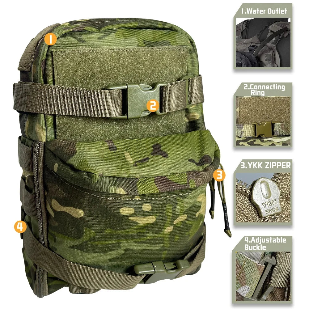 500D Nylon tactical Vest Pouch Mini Hydration bag Hydration Backpack Assault Molle Pouch  Sport Water BagD