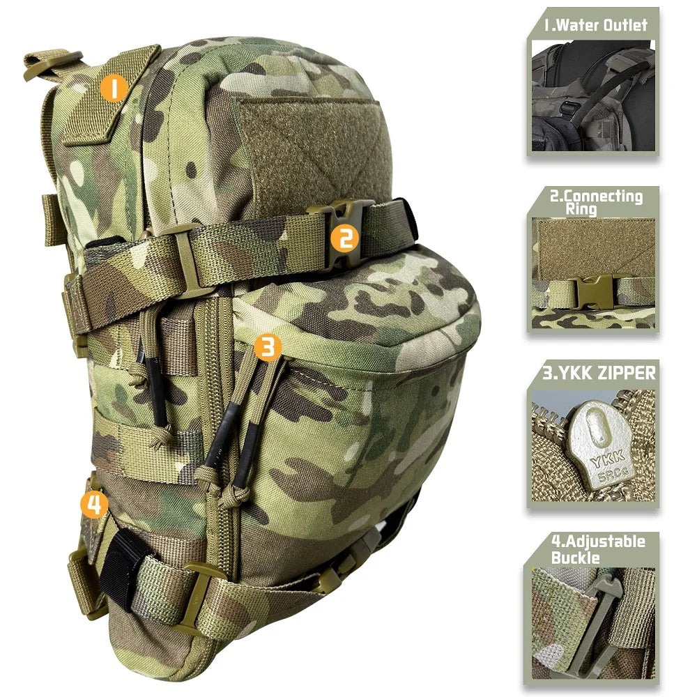 500D Nylon tactical Vest Pouch Mini Hydration bag Hydration Backpack Assault Molle Pouch  Sport Water BagD