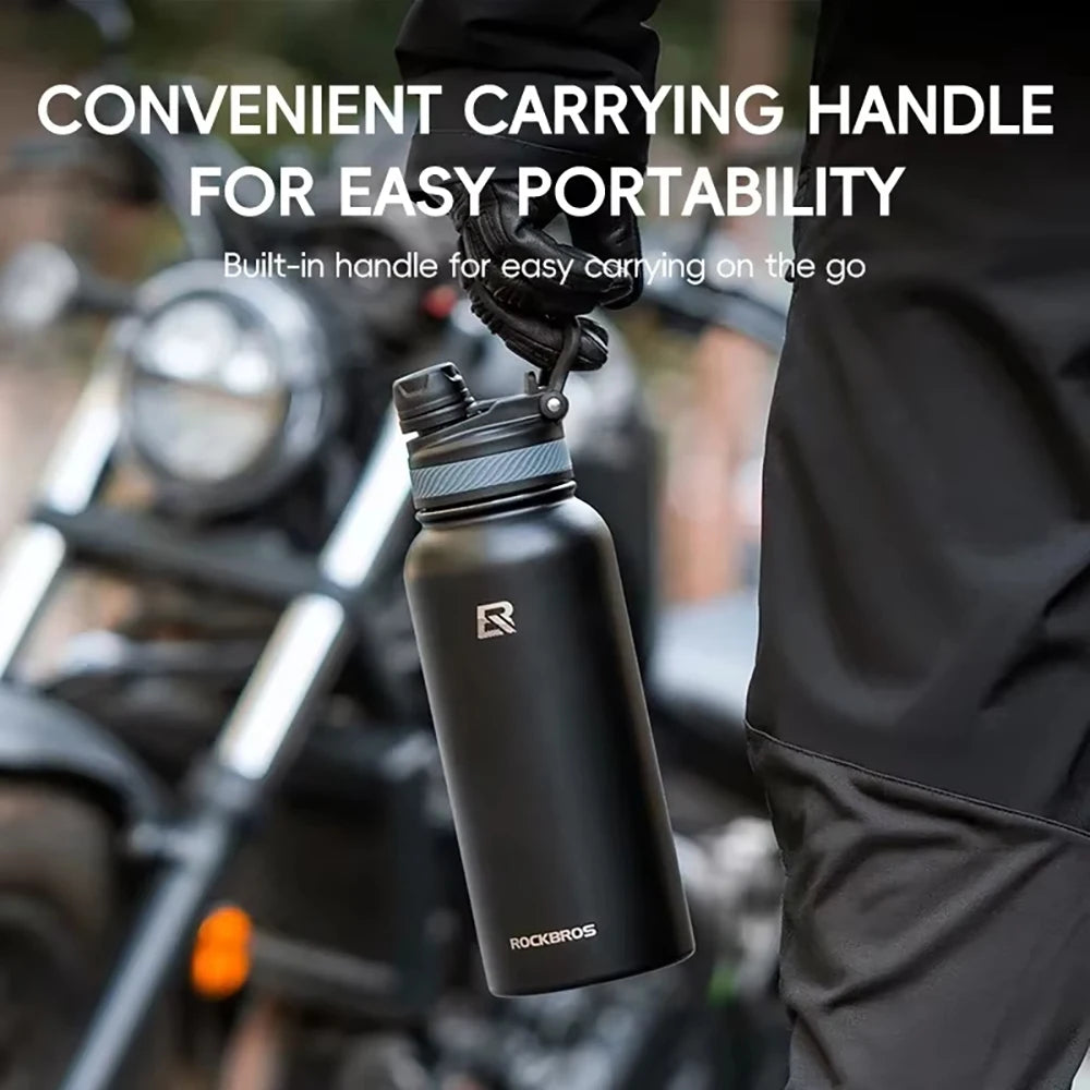 ROCKBROS Water Bottle Stainless Steel Vacuum Flasks Insulated Cup Big Capacity Sports Water Bottle Camping Hiking Cycling Kettle