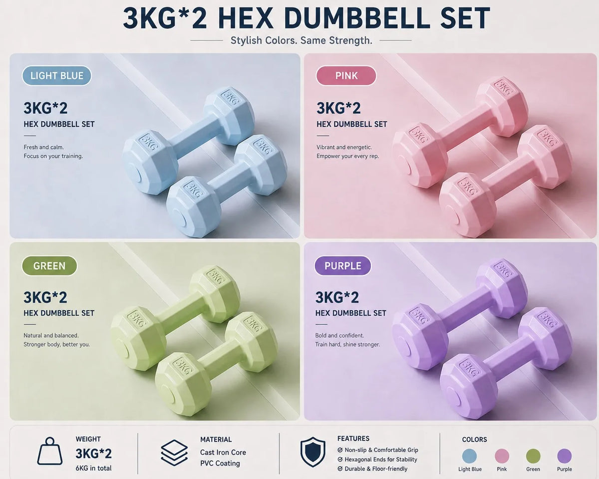 Pack of 2 6.61LB stylish dumbbells | Smooth non-slip coating, durable cement fitness equipment, stylish strength training gadgets, suitable for home workouts and muscle shaping, ideal for fitness enthusiasts