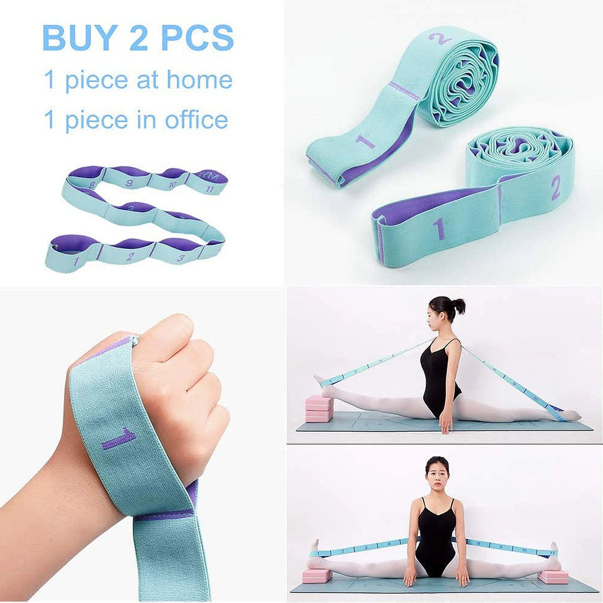11 Loop Elasticity Gymnastics Workout Bands Digital Yoga Band for Leg Stretching