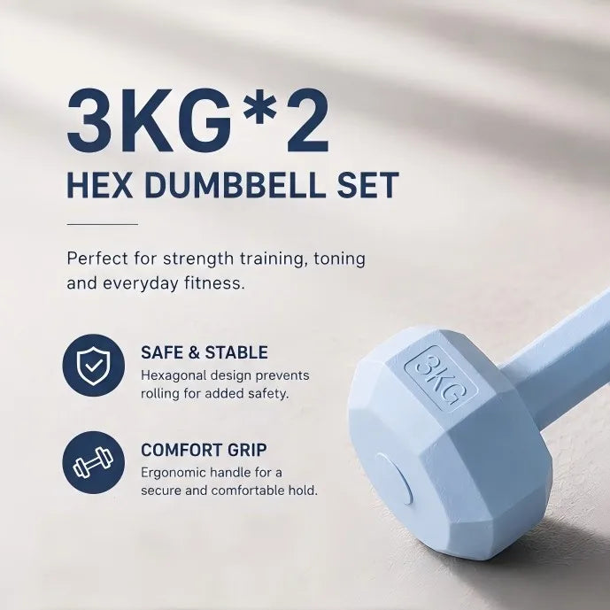 Pack of 2 6.61LB stylish dumbbells | Smooth non-slip coating, durable cement fitness equipment, stylish strength training gadgets, suitable for home workouts and muscle shaping, ideal for fitness enthusiasts