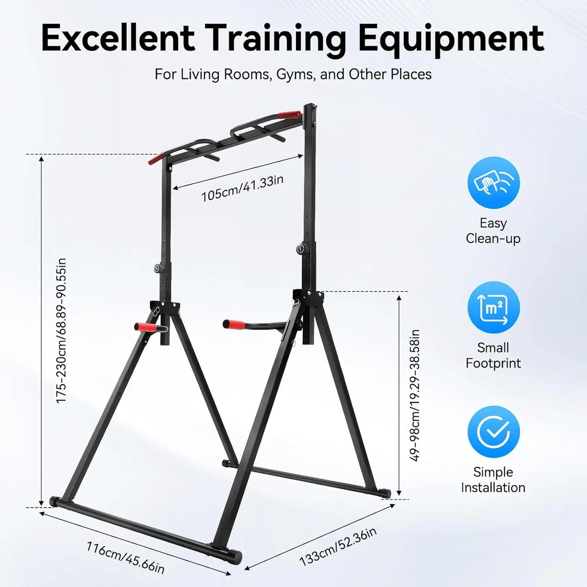Pull Up Bar Dip Bar Power Tower Workout Dip Station Height Adjustable Free Standing Chin Up Bar Home Gym Equipment 440LBS Weight