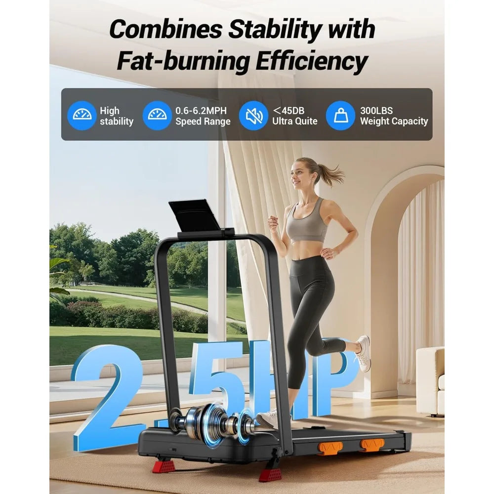 Walking Pad with 15% Incline 0.6-6.2MPH Foldable Portable Treadmill 2.5HP Compact Walking Pad for Home Small Space, Customized
