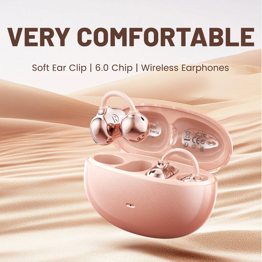 INSONIXN Open Ear Clip Headphones, Wireless Bluetooth 6.0 Headphones, Built-in Microphone And Ear Hook, Comfortable To Wear, High Fidelity Sound Quality Playback Time Of 36 Hours, Women's Decoration Headphones SK50 For Sports