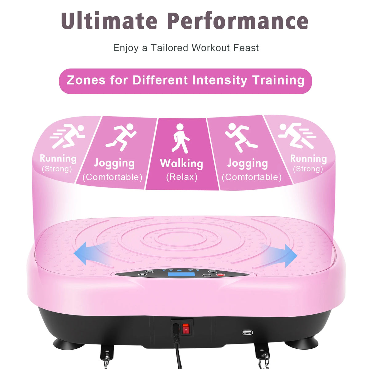 Portable Vibration Plate Exercise Machine Whole Body Workout Platform with Bluetooth Resistance Bands 5 Yoga Straps 10 Auto 200 Manual Speed Settings for Weight Loss & Shaping