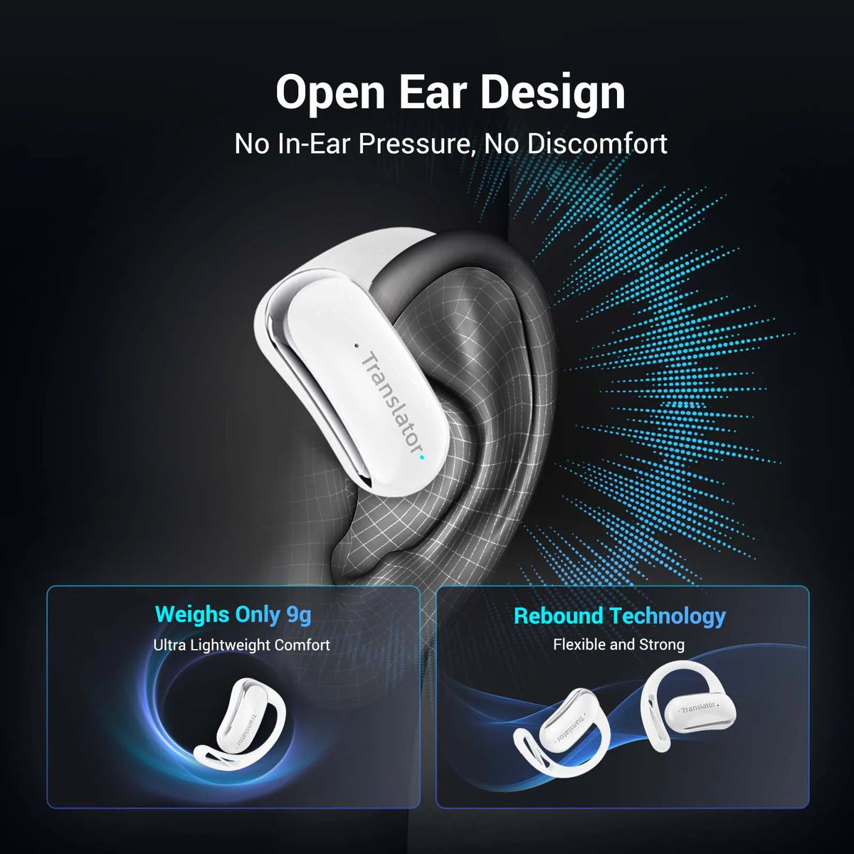 Wooask F56 Translator Earbuds,OWS Voice Translation Headphones,Real Time 144 Languages with 11 Offline Package,98% Accuracy
