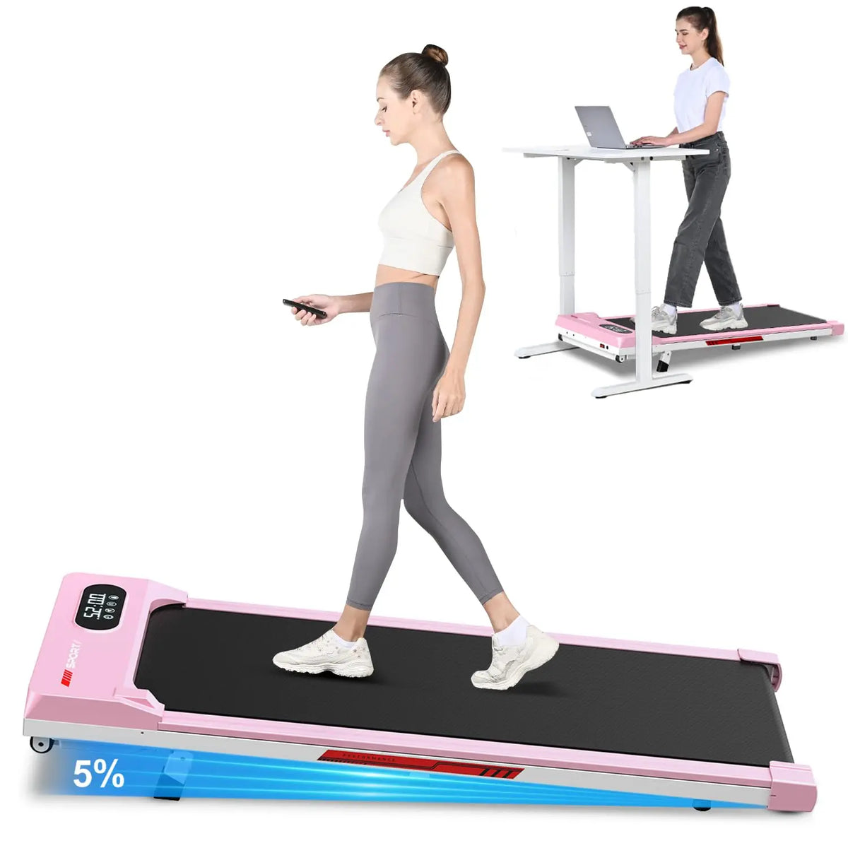 Walking Pad Treadmill with Handle Bar,Walking Pad with Incline 8%,2.5HP Quiet Under Desk 320 lbs 2 in 1Treadmills, Customized
